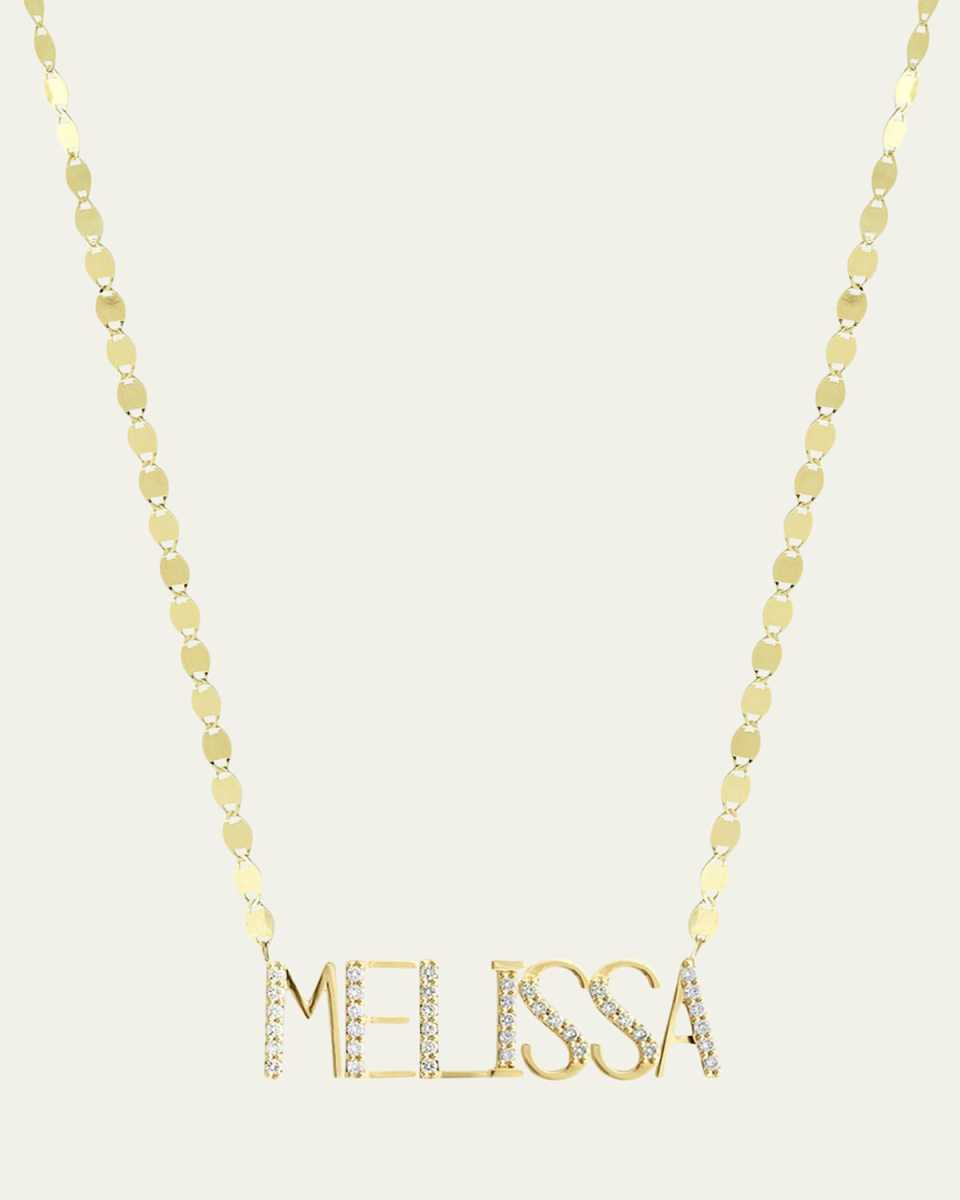 Gold Personalized Seven-Letter Pendant Necklace w/ Diamonds